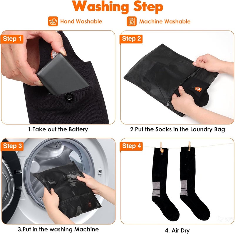 GIOIGOO Heated Socks with 4 Heating Levels 6000mAh Rechargeable Electric Heating Socks Washable Thermal Sock Winter Warming Hiking Sock for Adult Men Women Skiing Biking Fishing Running Outdoor Activities - Image 5
